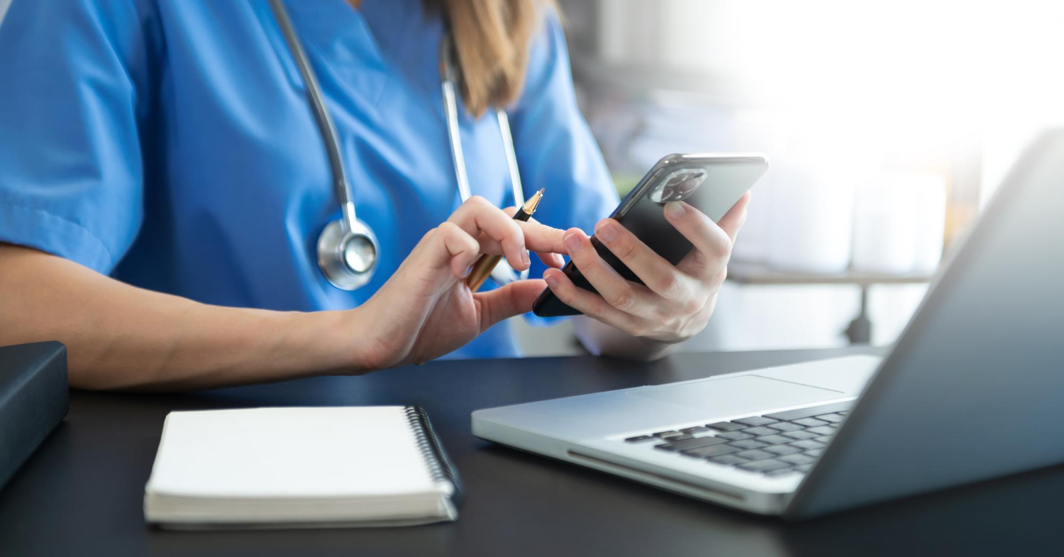 nurse using phone